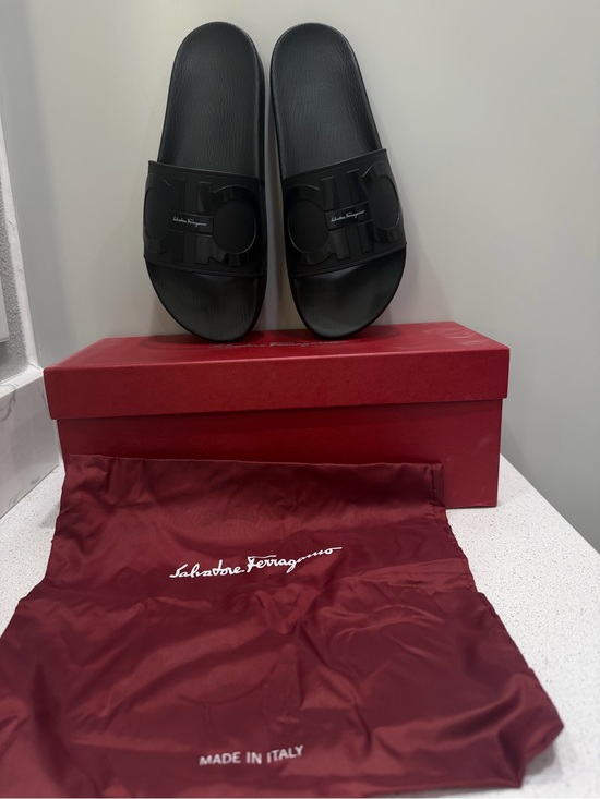 Salvatore Ferragamo Men’s Black Slide Sandals